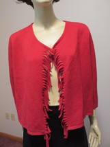  CHICO&#39;S Flora Fringe Cardigan Sweater Sz 2 Renaissance Red NWTs $129 msrp - £15.60 GBP