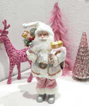 Christmas Pink Shabby Chic Santa Claus Doll Figurine Figure Decor 12&quot; - $34.99