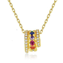 Crystal &amp; 18K Gold-Plated Multicolor Stacked Pendant Necklace - £12.57 GBP