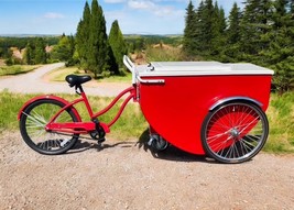 Cooler Bike Vendor Tricycle Frozen Treats Vendor Bike Red Tricycle Coole... - $6,909.21
