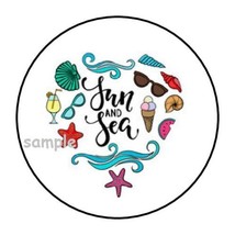 30 Fun &amp; Sea Envelope Seals Labels Stickers 1.5&quot; Round Oc EAN Vacation Beach - £5.89 GBP