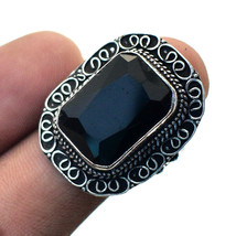 Black Spinel Faceted Vintage Style Handmade Ring Jewelry 9" SA 1018 - £3.98 GBP
