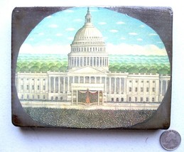 Capitol Building Washington DC Vtg Wood Wall Plaque Decoupage Folk Art Congress - £26.50 GBP