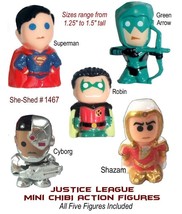 Justice League Toys 5pc CHIBI Action Superman,Green Arrow, Robin, Shazam,Cyborg - £5.55 GBP