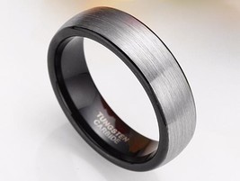 6MM High Polished Brushed Tungsten Carbide Ring Men Black Blue Rose Gold Inlay D - £19.68 GBP