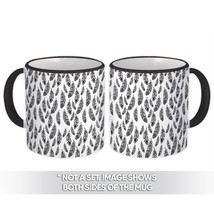 Birds Feathers : Gift Mug Black White Pattern Dream Catcher Sketch Room Decorati - £12.78 GBP