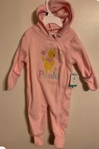 Disney baby Winnie The Pooh Hooded Pink Zip Up Pajama Bodysuit 6-9M - $59.39