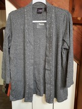 Rafaella Gray Open Front Cardigan with Silver Studs Sz L NWT - £23.74 GBP
