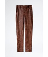 Zadig &amp; Voltaire Prune Crinkle Leather Trousers Pants Brown $898, Sz 34,... - $282.14