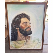 Large Framed Canvas of Jesus Artwork Unsigned 32&quot; X 40&quot; - £17.77 GBP