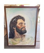 Large Framed Canvas of Jesus Artwork Unsigned 32&quot; X 40&quot; - £17.70 GBP