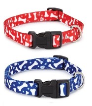 Pooch Pattern Pet Collars Classic Dog Bone Designs Choose Blue or Red &amp; ... - $9.79+