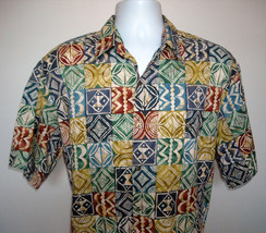 Mens Tori Richard Button Front Shirt large block design shapes 100% cotton - $28.66