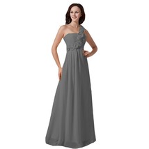 Kivary Women&#39;s Floral One Shoulder A Line Long Prom Evening Dresses Grey US 22W - £101.98 GBP