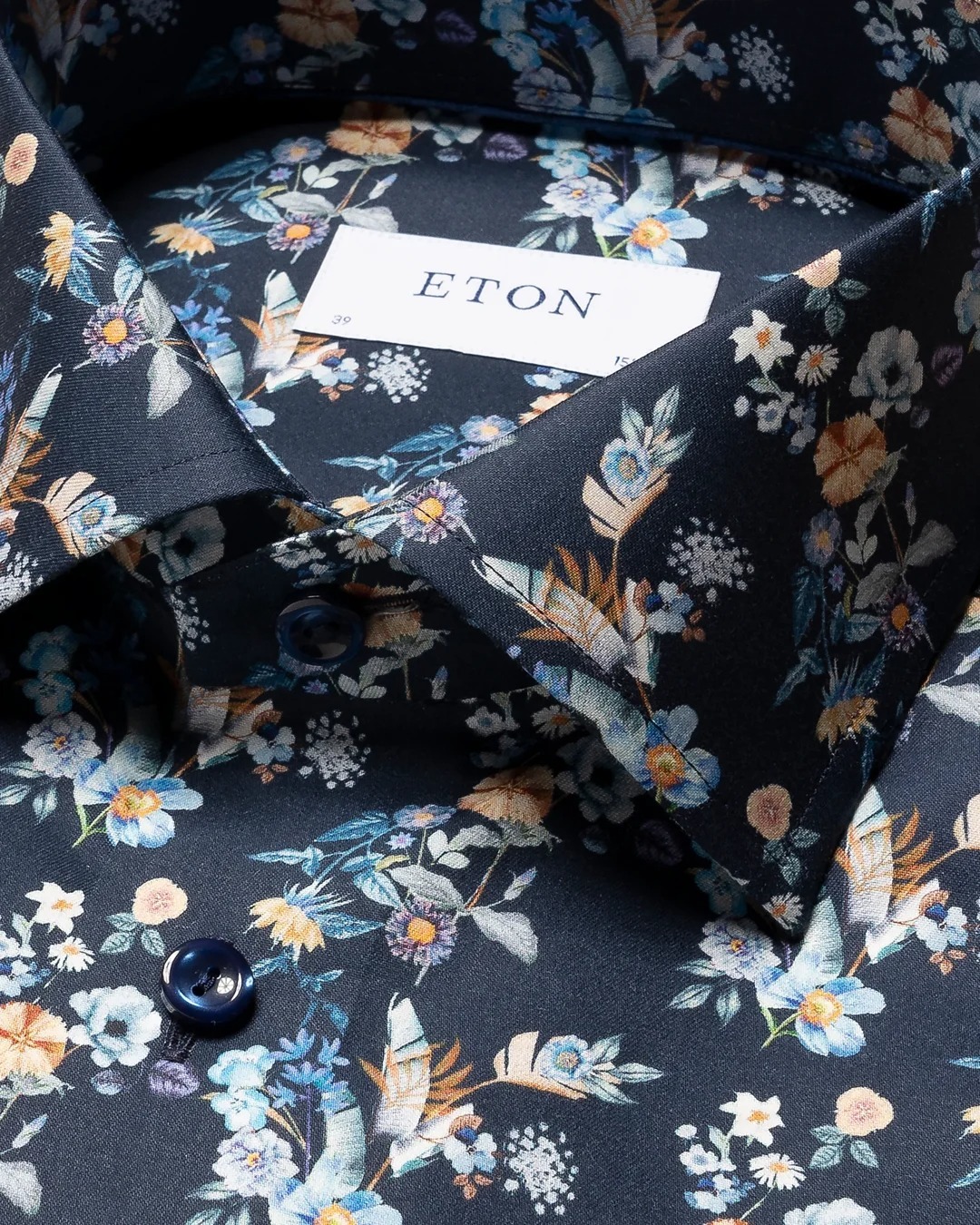 Eton Men's Men's Contemporary Fit Floral Print Twill Shirt Navy- EU44 US 17.5 Item image 6