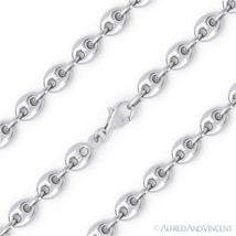 Sterling Silver Rhodium 6.2mm Hollow Puffed Marina Mariner Link Chain Bracelet - £40.76 GBP+