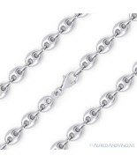 Sterling Silver Rhodium 6.2mm Hollow Puffed Marina Mariner Link Chain Br... - £40.42 GBP+