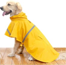 HAPEE Dog Raincoats for Large Dogs with Reflective Strip Hoodie, Yellow,... - $16.82