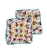 2 Retro Vintage Hand Made Potholders Hot Pads Pastels - €8,28 EUR