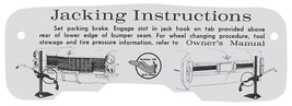 Trunk Jacking Instructions Tag Card For 1965 Cadillac DeVille Eldorado Fleetwood - $17.98
