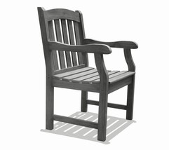 Outdoor Garden Armchair Solid Wood - Gray - $204.48
