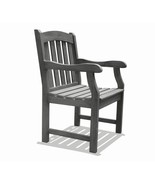 Outdoor Garden Armchair Solid Wood - Gray - £161.57 GBP