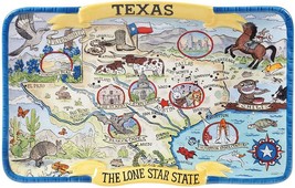 Texas Rectangular Souvenir Lone Star State Map Platter Ceramic Certified... - £30.92 GBP