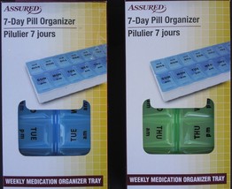 Pill Organizer 7 Day TWICE-A-DAY AM/PM Weekly Medication Tray Blue Or Green - $3.49