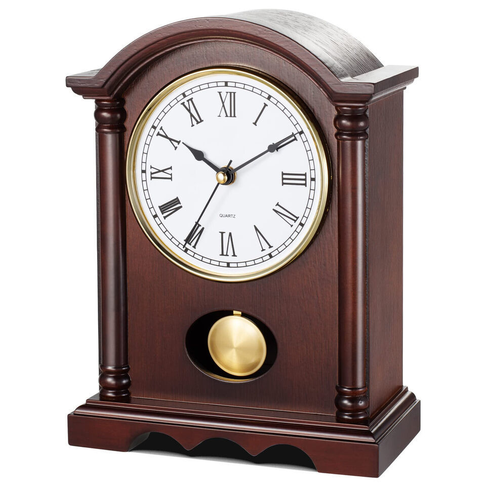 Classic Grandfather Mantel Clock for Living Room Déco, Elegant Wooden Fi... - $194.31