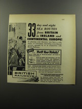 1956 British Railways Ad - 33 day and night sea routes from Britain to Ireland  - £14.48 GBP