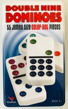 Double Nine Dominoes 55 Jumbo Size Color Dot by Cardinal in Tin Container 2006 - $33.87