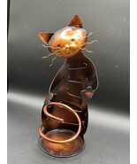 Charming  Metal  Whimsical Cat Sculpted Wine Bottle Holder Shelf Decor - $11.30