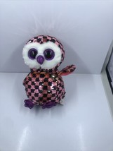 TY Flippables Sequin Plush Beanie Boo stuffed animal CHECKS the Owl. Approx 6” - £4.70 GBP