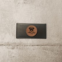 Mastiff Dog Peeking Design Laser Engraved Leather Checkbook Cover - £15.69 GBP