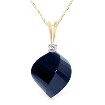 15.3 Carat 14K Solid Gold Necklace Diamond Twisted Briolette Sapphire Pendant - £284.89 GBP