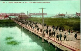 Vintage Postcard Employees Of US Navy Yard Mare Island, California Wood Bridge - £6.95 GBP