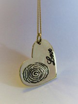 Heart-shaped pendant. I love you necklace with a fingerprint engraving. 14K Yell - £451.55 GBP