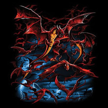 Dragon Reign Flying Red Dragons Fantasy Art T-Shirt NEW UNWORN - $15.47