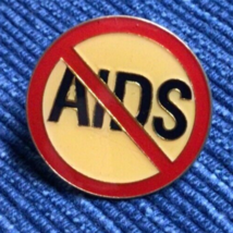 NEW NOS No Aids Cross Out Enamel Lapel Pin 1&quot; Badge For Jacket Backpack ... - $10.65