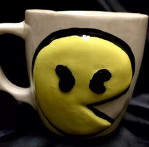 Vintage 80’s Hand Painted Pac Man Ceramic Mug Coffee Cup 1982 Retro - £10.19 GBP