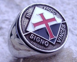 Knights Templar Ring Silver Seal Croix Pin Patch Signet Necklace [ D49 Steel ] - £38.53 GBP