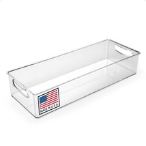 15-Inch Refrigerator Organizer Bin With Handles - Clear Plastic Storage For Frid - $30.99