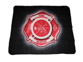 Black Fire Dept Rescue Department Fighter Crest 50x60 Polar Fleece Blank... - £13.95 GBP