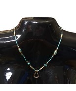 Aqua Color Small Bead Necklace With Larger Chip Stone  Accents 22&quot; Teard... - £5.56 GBP