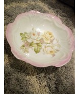 J.S.V. BAVARIA GERMANY 11&quot; SERVING BOWL-ROSES-LUSTRE GLAZE SCALLOPED Pink - $180.37 MXN