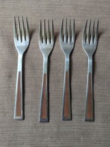 Lot of 4 6 1/8&quot; Salad Forks Japan Stainless Flatware Brown insert UNF356... - $19.34