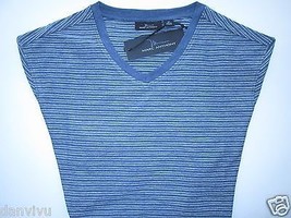Marc Anthony Stripes V-Neck Short Sleeve Men’s T-Shirt Blue HTHR M MSRP $32  - £10.18 GBP
