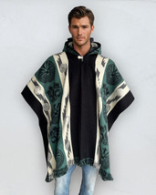 Alpaca Poncho with Hood black/green | Soft Wool | Native Design | Handcr... - $69.90