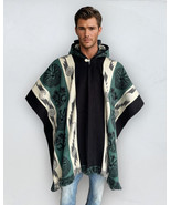 Alpaca Poncho with Hood black/green | Soft Wool | Native Design | Handcr... - $69.90