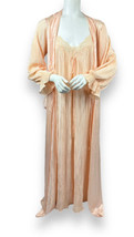 Vtg 60s 70s Gossard Peach Orange Peignoir Set Nightgown Robe Set Ribbed ... - $54.45